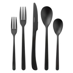 Thyme & Table 20-Piece Arden Stainless Steel Flatware Set, Black