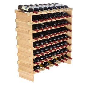 VEVOR 72 Bottle Stackable Modular Wine Rack Bamboo Wood Display Shelf 8-Tier