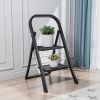 2 Step Ladder, Step Stool for Adults, Folding Step Stool with Wide Anti-Slip Pedal, Sturdy Steel Ladder