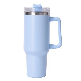 40oz large capacity tumbler, With Handle And Straw Lid, Insulated Reusable Stainless Steel Water Bottles Travel Mug Coffee Cup car cup water cup For M (Color: Sky Blue)