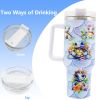 1pc 40oz Water Bottles,5D Little Turtle Series Tumbler,Large Capacity Stainless Steel Tumbler Insulation Cup With Lid And Straw For Women,Camping,Driv