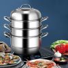 Kitchen Supplise Glass Lid Multi Tiers Kitchen Pan Cookware Stainless Steel Steamer Set